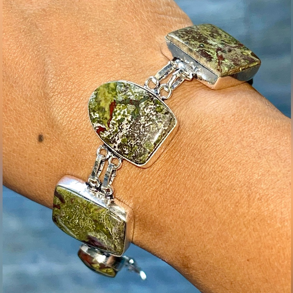 Dragon Bloodstone Jasper Bracelet 7”- 8 1/2”